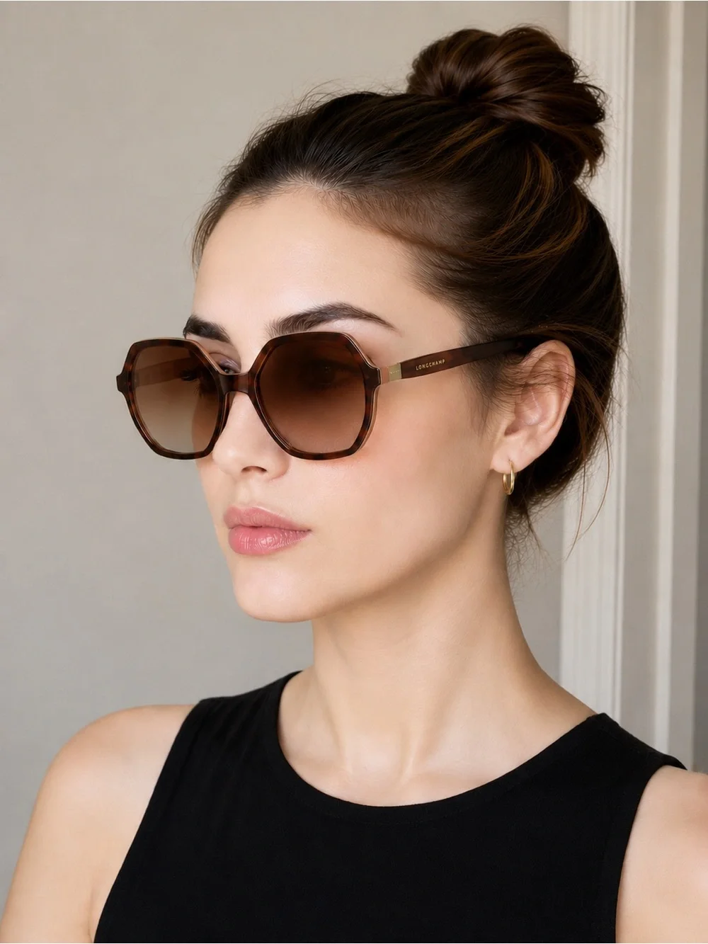 Longchamp LO707S 208 (Havana/Rose) Geometric/Hexagonal Sunglasses 58-15-140 NWOT